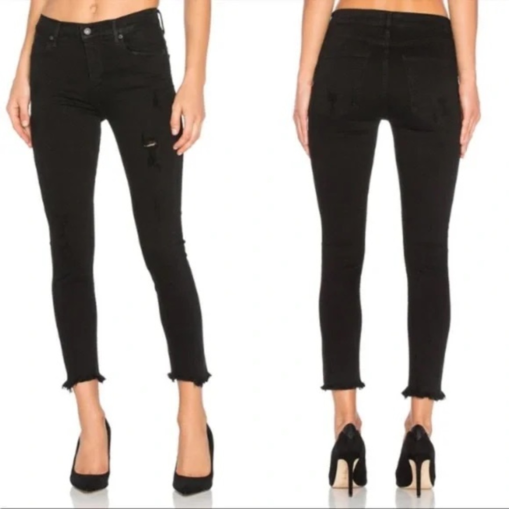 Agolde Sophie High Rise Skinny Crop in Harlow Destructed | 28